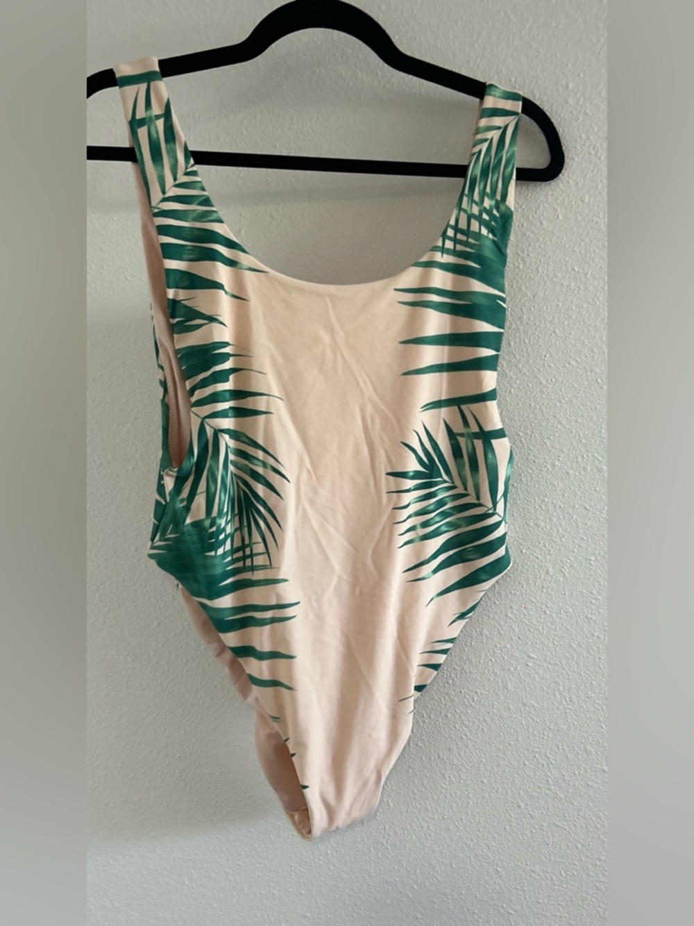 aerie Cream One-Piece Swimsuit with Green Palm Print